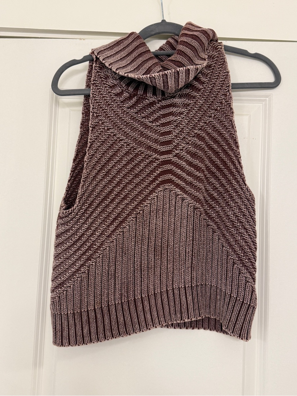 Somedays Lovin Mauve-Brown Sleeveless Cowl Neck Knit Vest